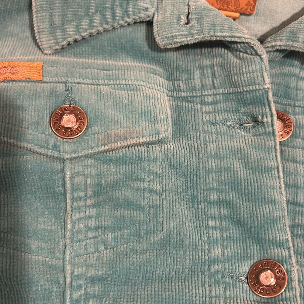 Candies Girls, Size L, Teal Blue Corduroy Jeans Jacket - Picture 10 of 11